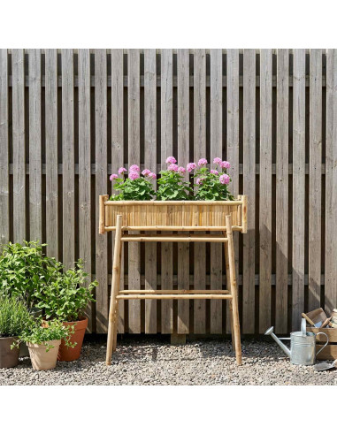 Vaso da Giardino con Supporto Naturale 100 x 38 x 114 cm Bambù