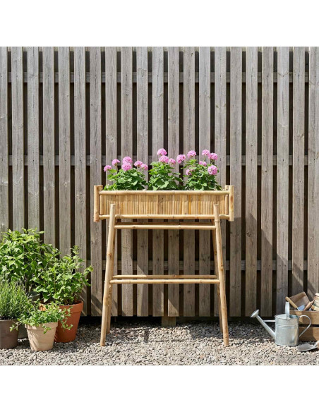Vaso da Giardino con Supporto Naturale 100 x 38 x 114 cm Bambù