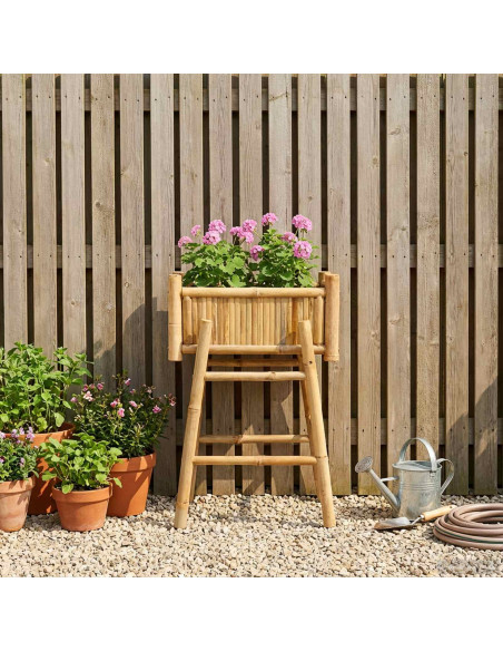 Vaso da Giardino con Supporto Naturale 50 x 38 x 74 cm Bambù