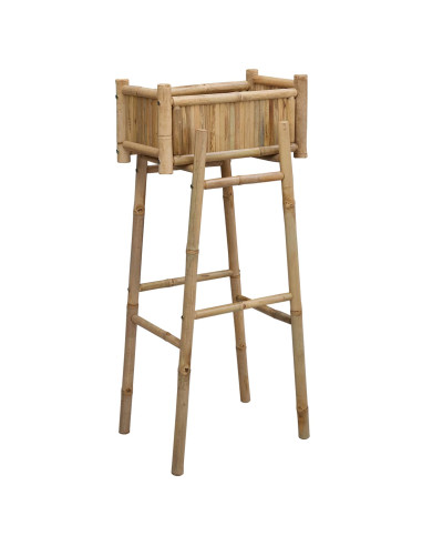 Vaso da Giardino con Supporto Naturale 50 x 38 x 114 cm Bambù