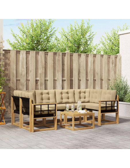 Set di divani da esterno con cuscino 7 pcs Bianco e Beige