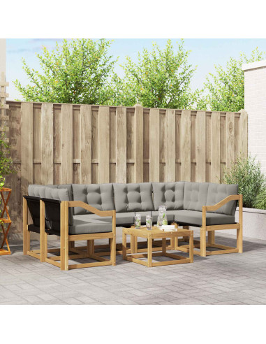 Set di divani da esterno 7 pcs Bianco e Grigio Chiaro