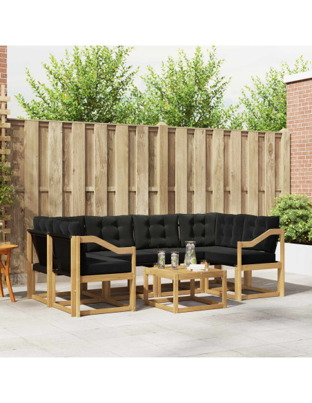 Set di divani da esterno con cuscino 7 pcs Bianco e Nero
