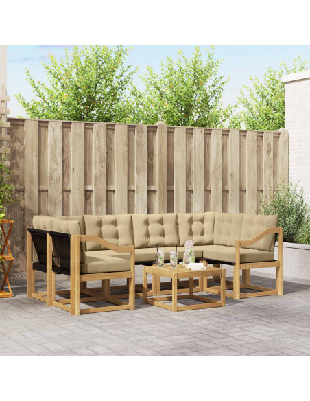 Set di divani da esterno con cuscino 7 pcs Bianco e Beige