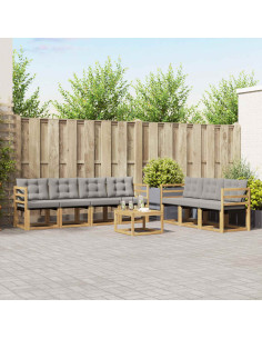 Set di divani da esterno 8 pcs Bianco e Grigio Chiaro