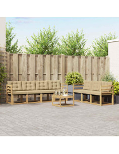 Set di divani da esterno con cuscino 8 pcs Bianco e Beige
