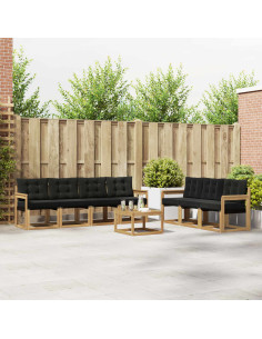 Set di divani da esterno con cuscino 8 pcs Bianco e Nero