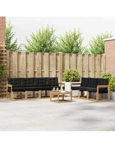 Set di divani da esterno con cuscino 8 pcs Bianco e Nero
