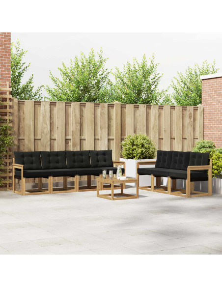 Set di divani da esterno con cuscino 8 pcs Bianco e Nero