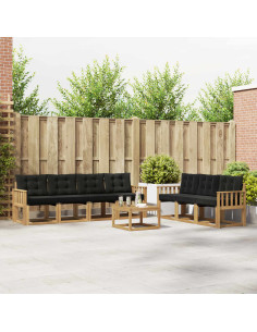 Set di divani da esterno con cuscino 8 pcs Bianco e Nero