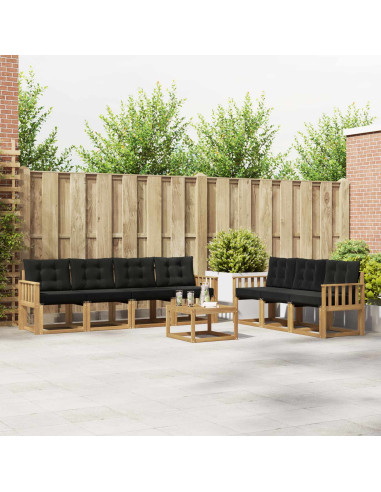 Set di divani da esterno con cuscino 8 pcs Bianco e Nero