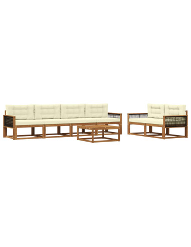 Set di divani da esterno con cuscino 7 pcs Naturale e Crema