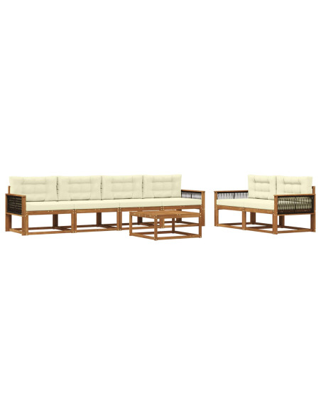Set di divani da esterno con cuscino 7 pcs Naturale e Crema