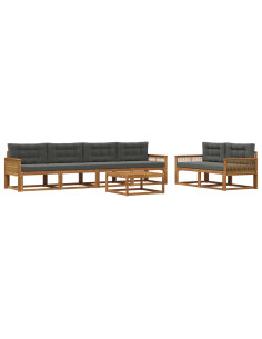 Set di divani da esterno con cuscino 7 pcs Naturale e Antracite
