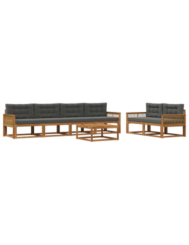 Set di divani da esterno con cuscino 7 pcs Naturale e Antracite