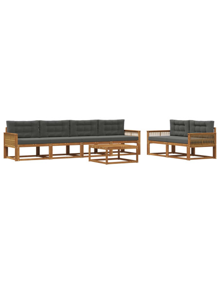 Set di divani da esterno con cuscino 7 pcs Naturale e Antracite