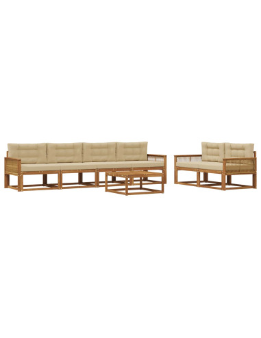 Set di divani da esterno con cuscino 7 pcs Naturale e Beige