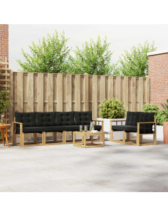 Set di divani da esterno con cuscino 7 pcs Bianco e Nero
