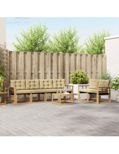 Set di divani da esterno con cuscino 7 pcs Bianco e Beige