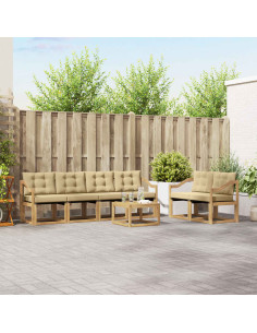 Set di divani da esterno con cuscino 7 pcs Bianco e Beige