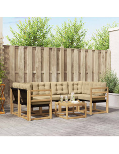 Set di divani da esterno con cuscino 7 pcs Bianco e Beige