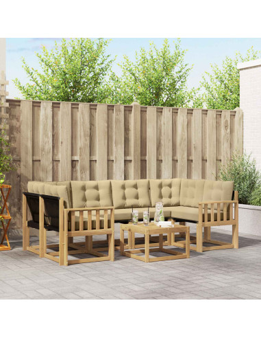 Set di divani da esterno con cuscino 7 pcs Bianco e Beige