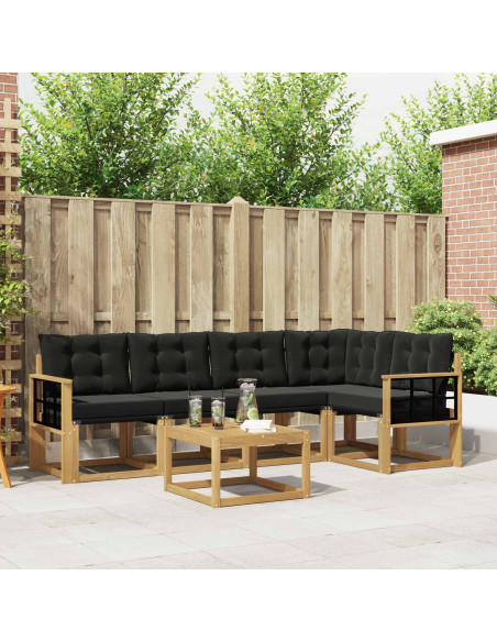Set di divani da esterno con cuscino 6 pcs Bianco e Nero