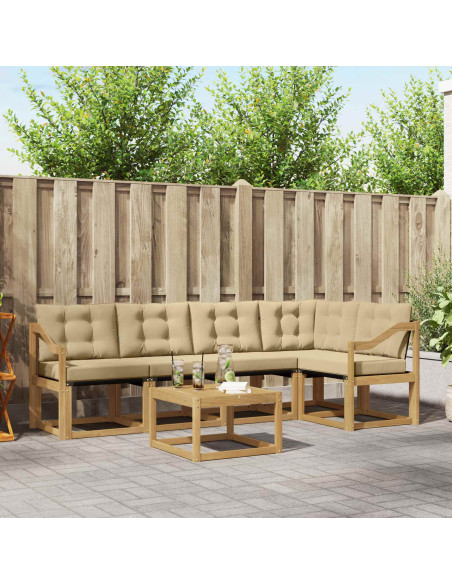 Set di divani da esterno con cuscino 6 pcs Bianco e Beige