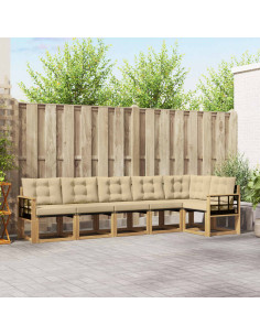 Set di divani da esterno con cuscino 6 pcs Bianco e Beige