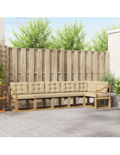 Set di divani da esterno con cuscino 6 pcs Bianco e Beige