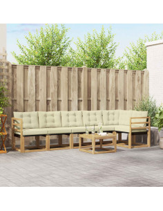 Set di divani da esterno con cuscino 7 pcs Bianco e Crema