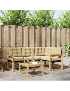 Set di divani da esterno con cuscino 5 pcs Bianco e Beige