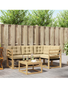 Set di divani da esterno con cuscino 5 pcs Bianco e Beige