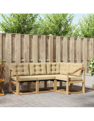 Set di divani da esterno con cuscino 4 pcs Bianco e Beige