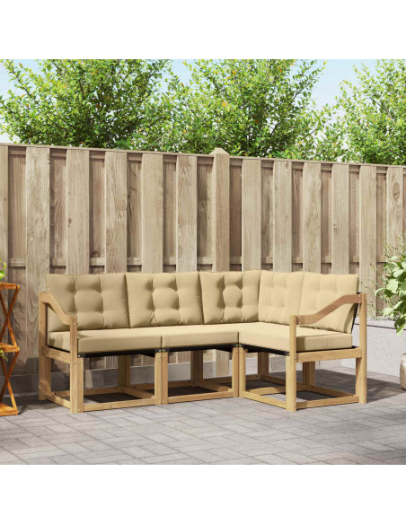 Set di divani da esterno con cuscino 4 pcs Bianco e Beige
