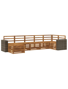 Set divano sezionale 7 pcs Naturale Legno di Acacia Massello