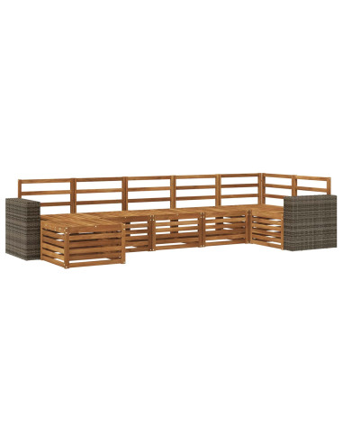 Set divano sezionale 7 pcs Naturale Legno di Acacia Massello