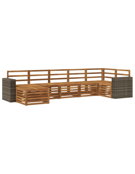 Set divano sezionale 7 pcs Naturale Legno di Acacia Massello