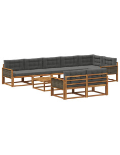 Set di divani da esterno con cuscino 9 pcs Naturale e Antracite