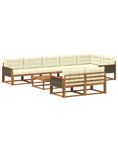 Set di divani da esterno con cuscino 9 pcs Naturale e Crema