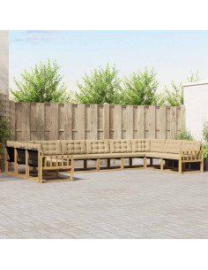Set di divani da esterno con cuscino 10 pcs Bianco e Beige