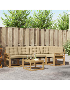 Set di divani da esterno con cuscino 6 pcs Bianco e Beige
