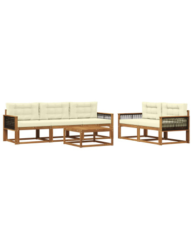 Set di divani da esterno con cuscino 6 pcs Naturale e Crema
