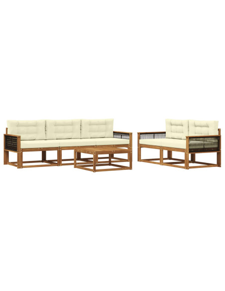 Set di divani da esterno con cuscino 6 pcs Naturale e Crema