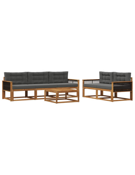 Set di divani da esterno con cuscino 6 pcs Naturale e Antracite