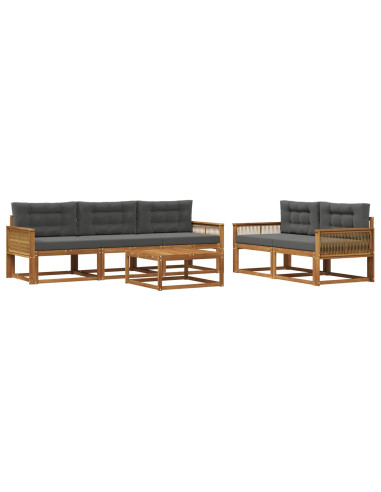 Set di divani da esterno con cuscino 6 pcs Naturale e Antracite