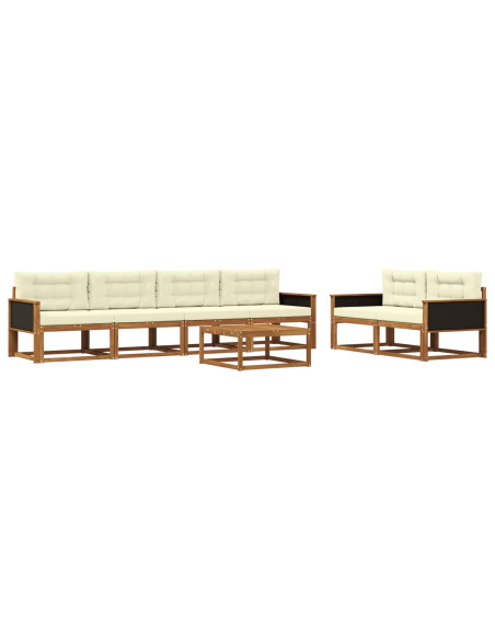 Set di divani da esterno con cuscino 7 pcs Naturale e Crema
