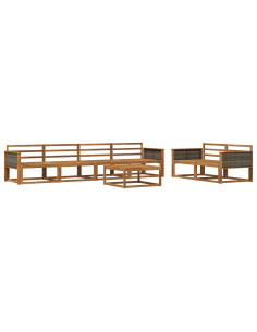 Set di divani da esterno 7 pcs Naturale