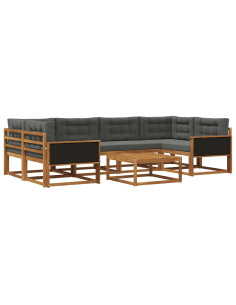 Set di divani da esterno con cuscino 7 pcs Naturale e Antracite