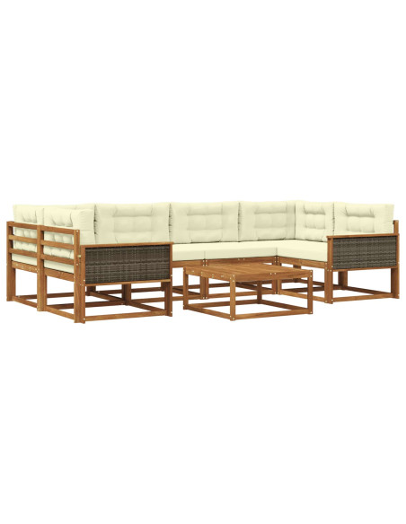 Set di divani da esterno con cuscino 7 pcs Naturale e Crema